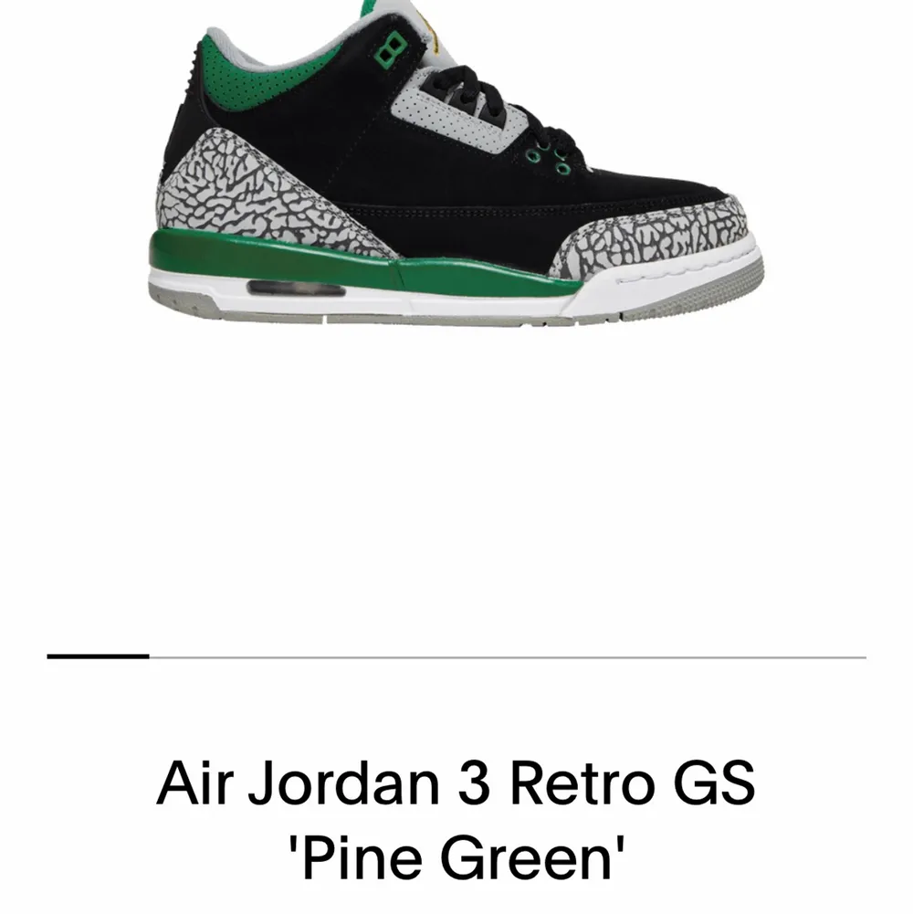 Nya Jordan 3s i pine green, storlek 38.5. . Skor.
