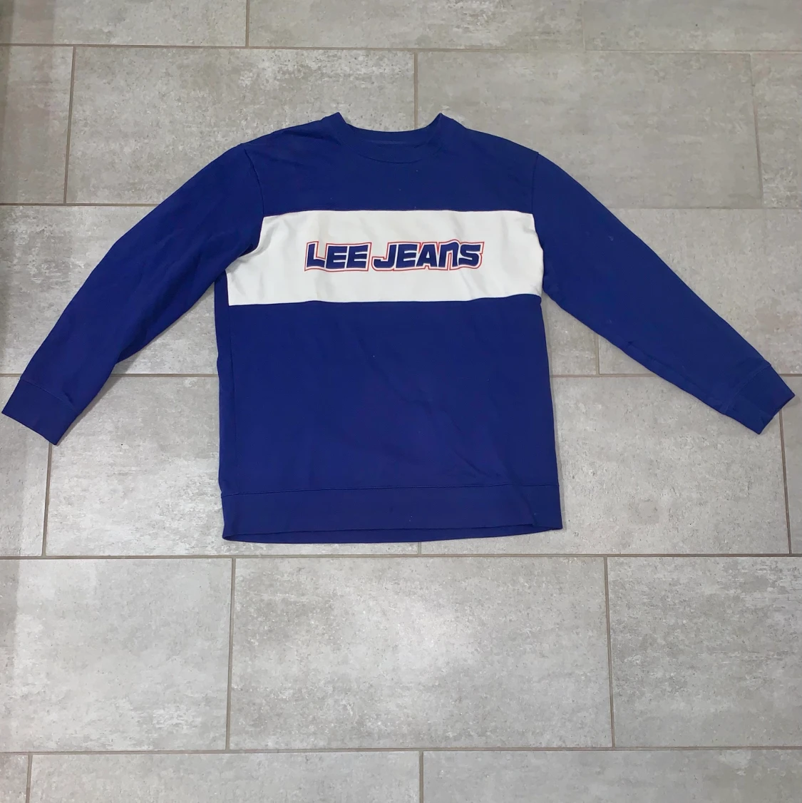 Vintage oversized Lee tröja, blå och vit - 91