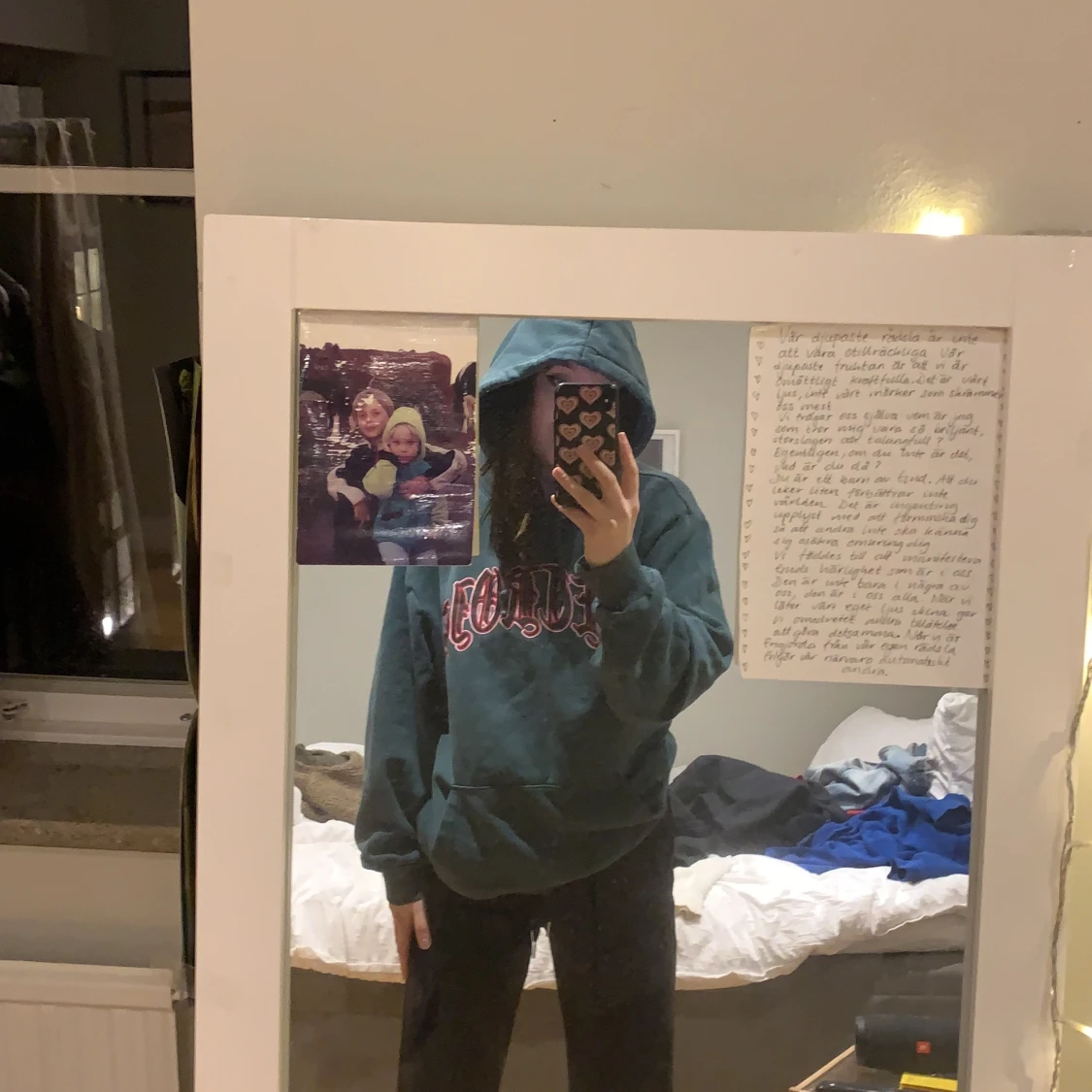 mörkgrön hoodie - 90