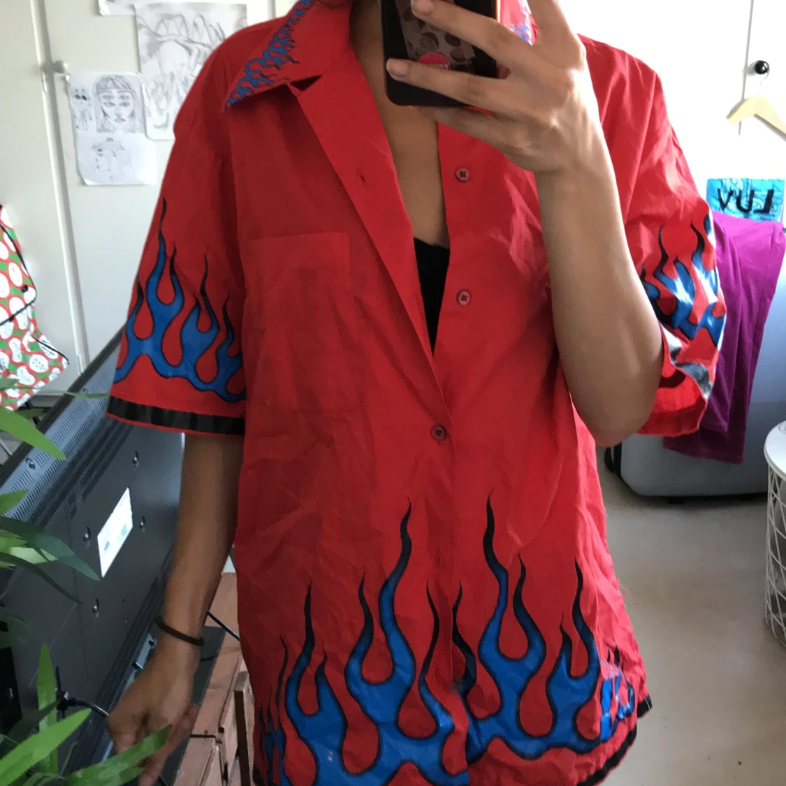 flamed button up - 90