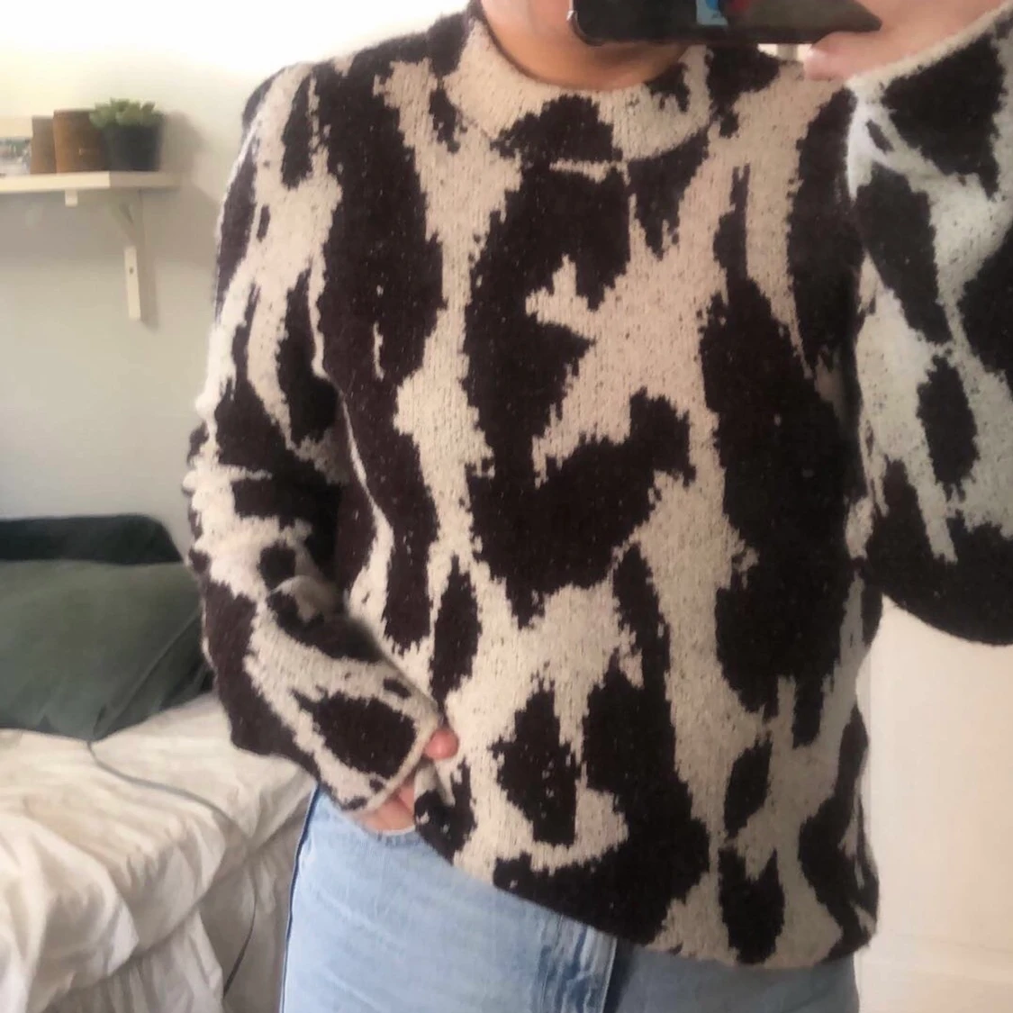 Stickad mönster tröja