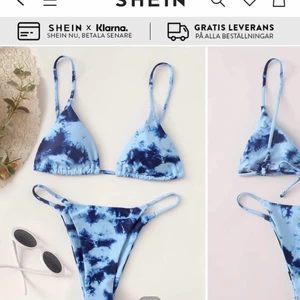 SHEIN blå tiedye bikini - Råkade köpa dubbelt så säljer den för billigare. SHEINs storlekar tenderar att vara väldigt små, S brukar passa mig i bikinis i Sverige men från tidigare beställningar så är M mer passande för mig