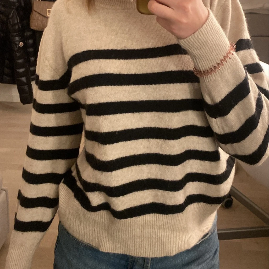 Stickad randig tröja - 90