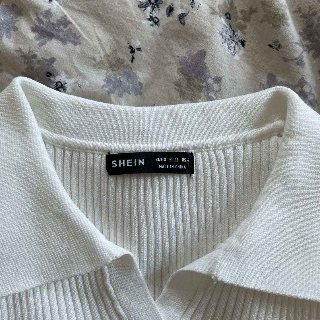 Shein Tshirt med krage, Vit - 91