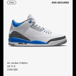 Jordan 3 racer blue - Ett par Jordan 3 racer blue i storlek 45,5 eu (11 us), vann rafflen från SNS. Skickar fler bilder vid intresse. Tar budgivning privat, startar från 2500 kr. Condition 10/10 (DSWT)