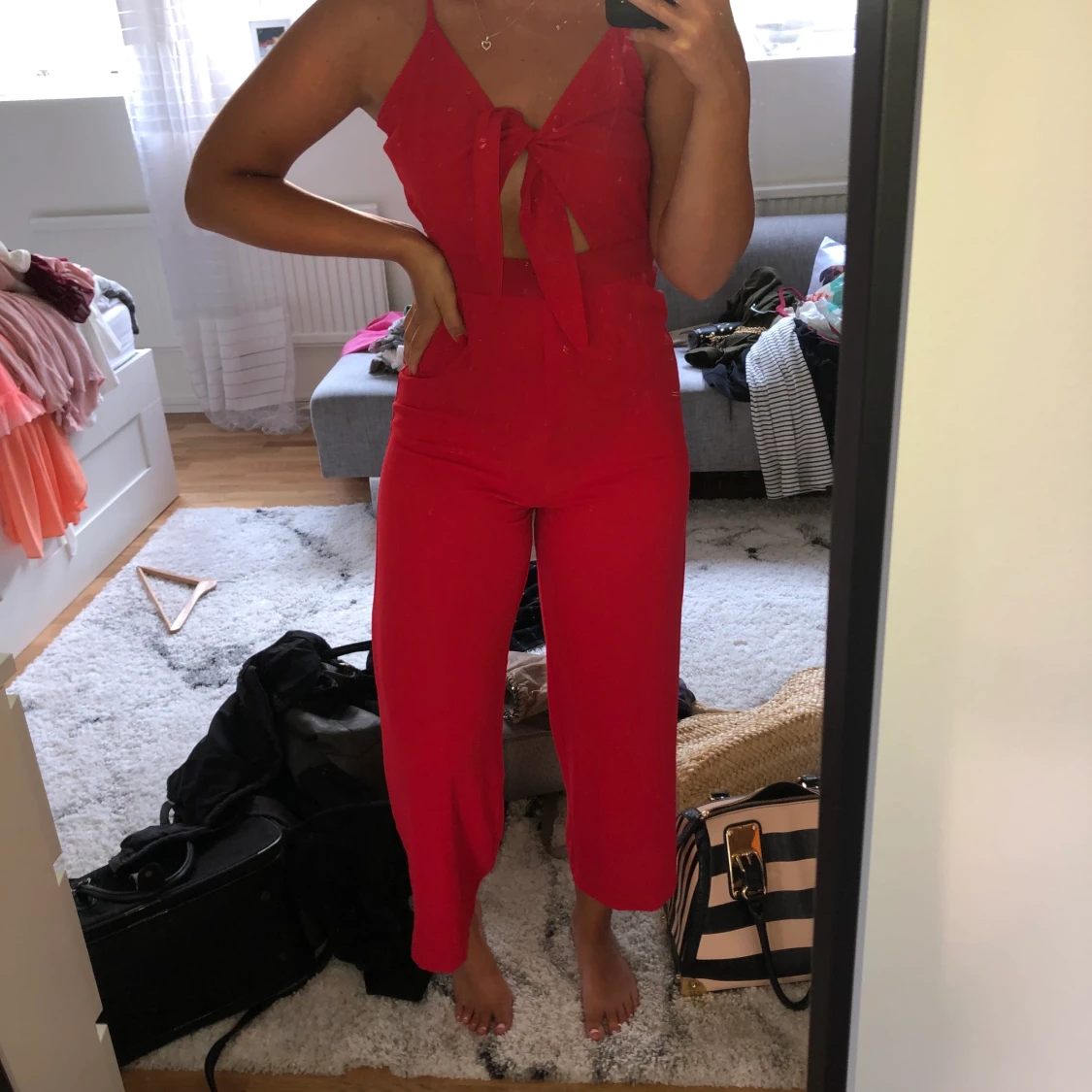 Så snygg röd byxdress - 91