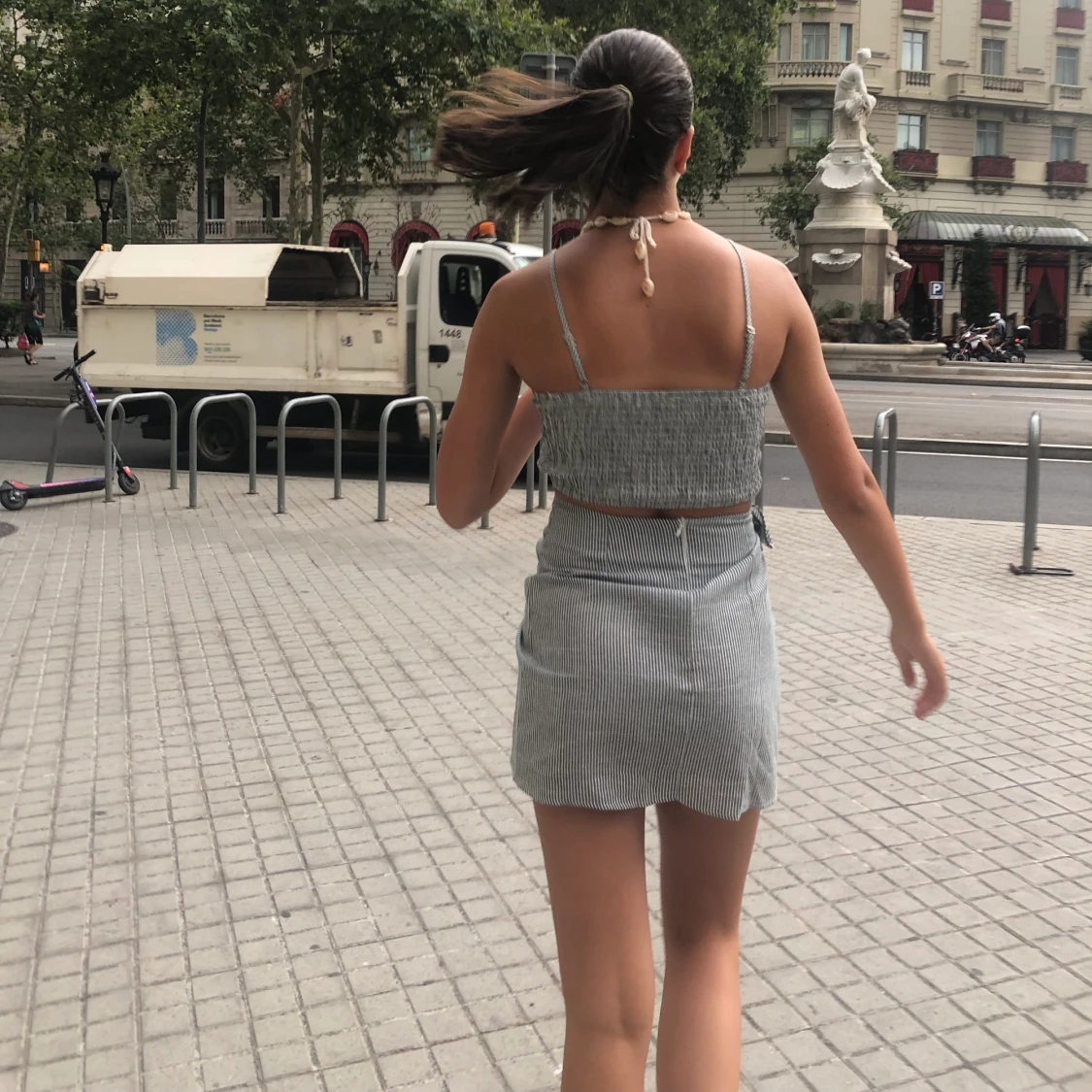 Grön och vitrandigt set - 91