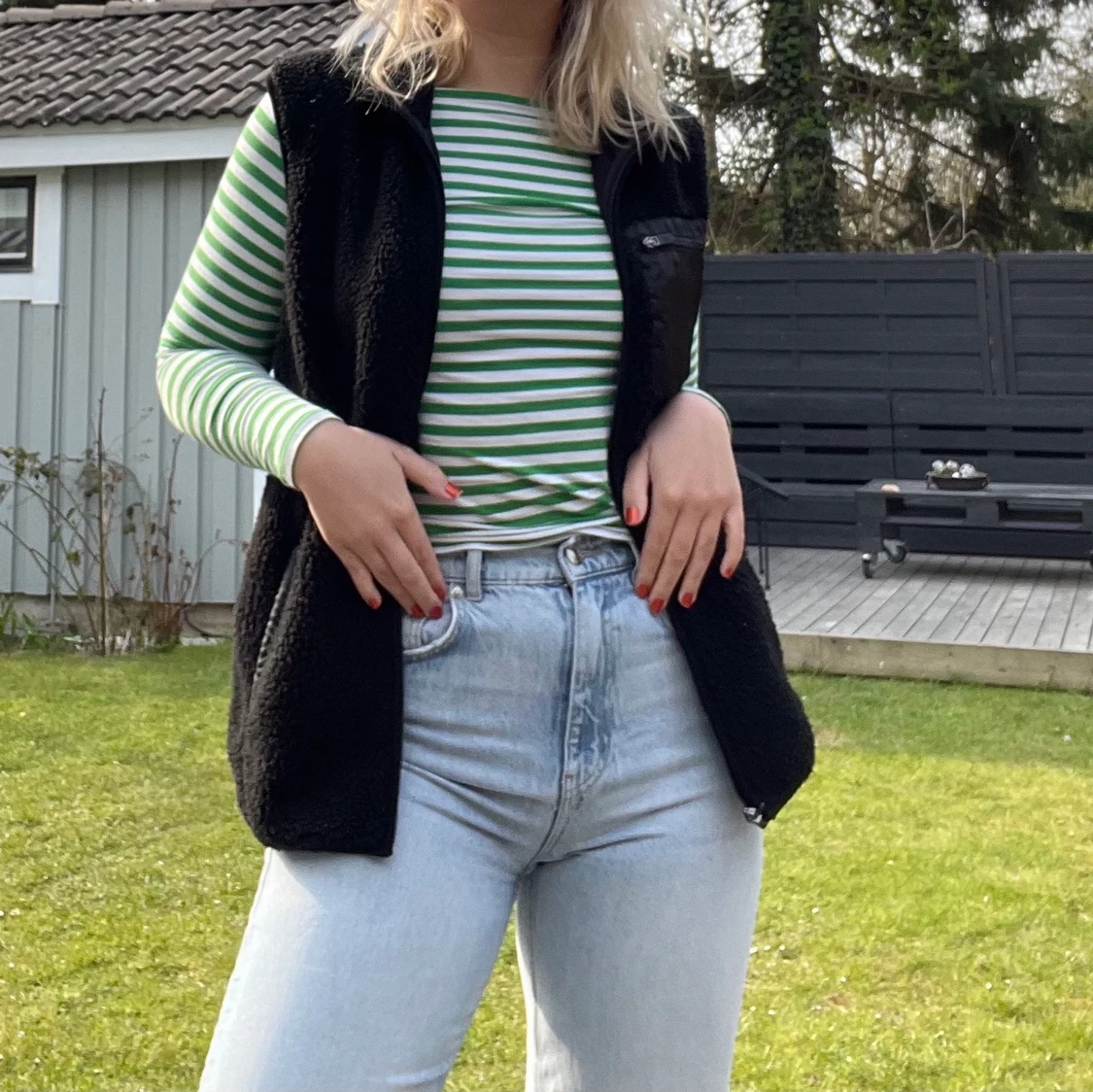 Randig grön långärmad HM