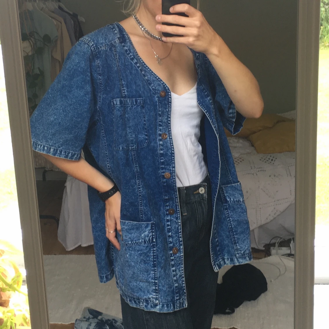 Jeansskjorta i kortärmad 