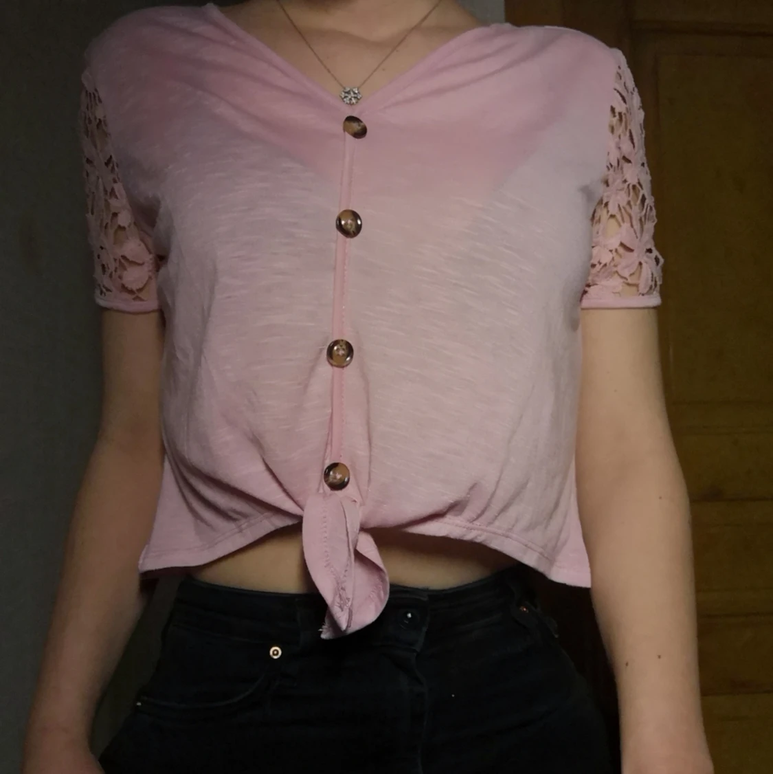 Söt rosa knyt topp från Shein storlek S - 90