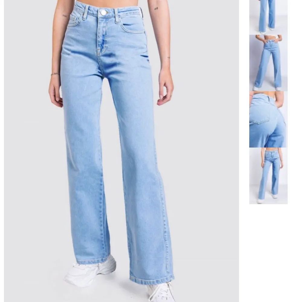 Säljer dessa jätte populära jeansen ifrån madlady! Det är endast använda ngn gång så är i bra skick🤍. Jeans & Byxor.