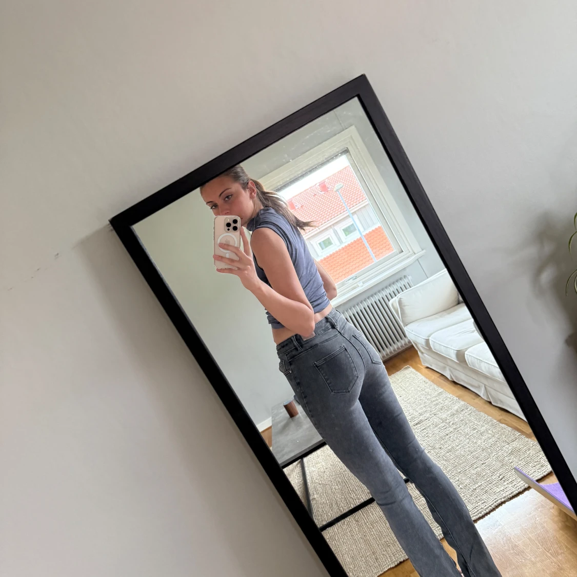 Grå raka jeans only W28 L36 - 2