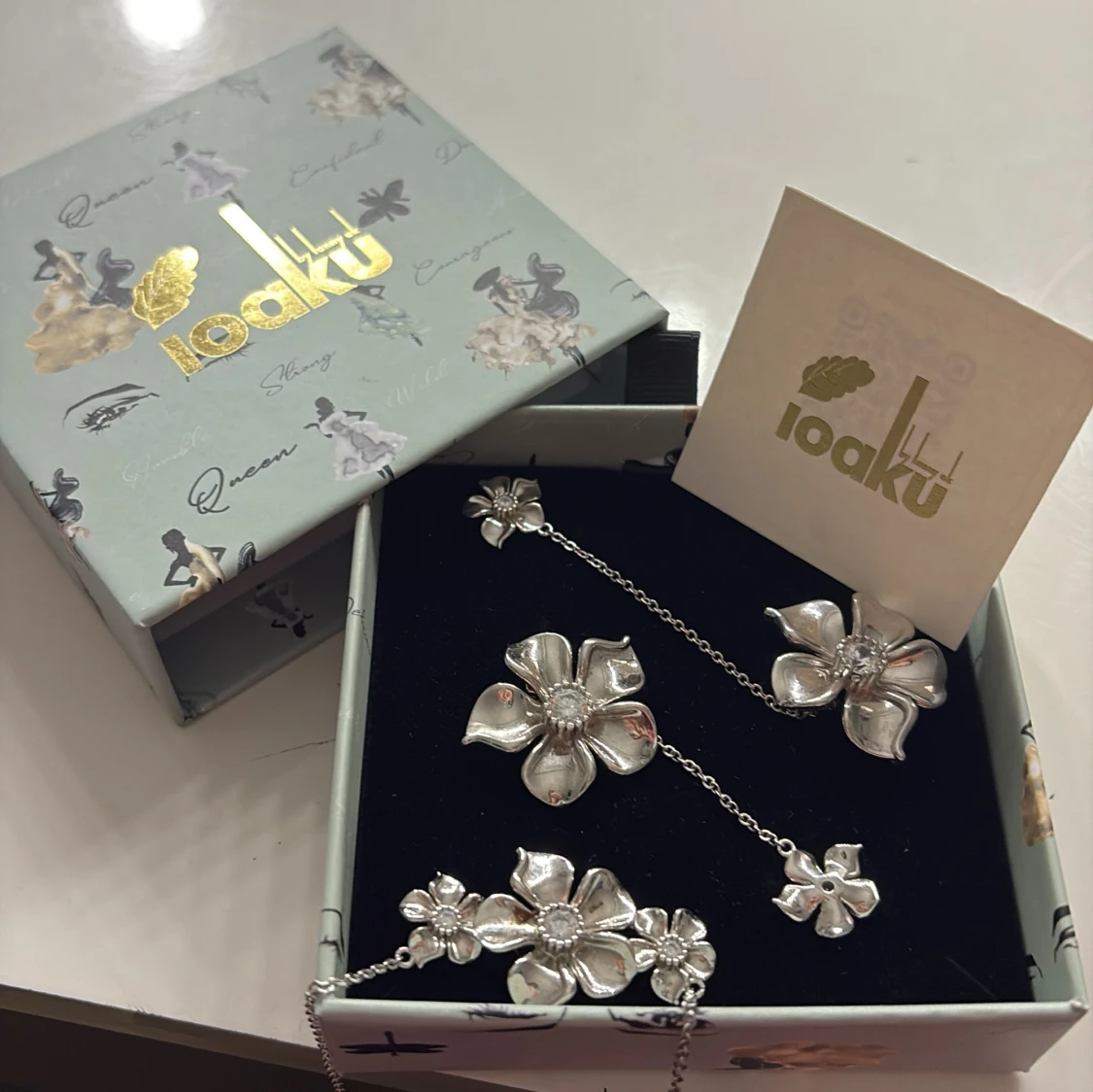 IOAKU silverset med blommor, rostfria - 3