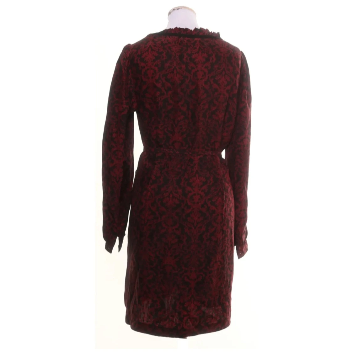 Lyxig vintageklänning / tunika från DKNY – rödsvart paisleymönster, 100 % siden, toppskick, stl 34/XS - 2