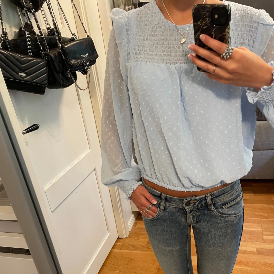 Ljusblå blus smock - 3