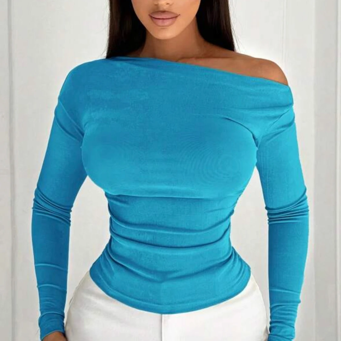 Turkos offshoulder långärmad topp