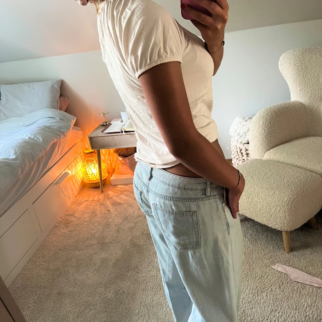 Ljusrosa topp med puffärm - 3