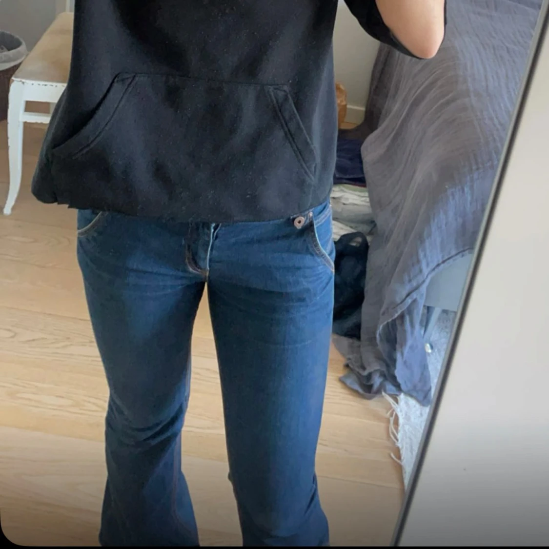 Blå lågmidjade bootcut jeans - 2