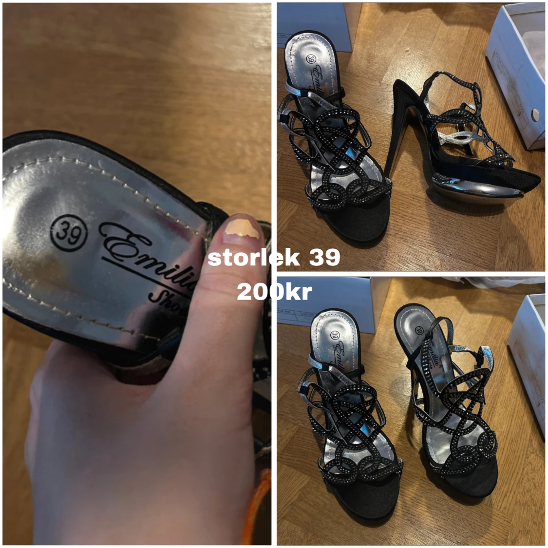 Svarta Klackskor Med Silver Detalj