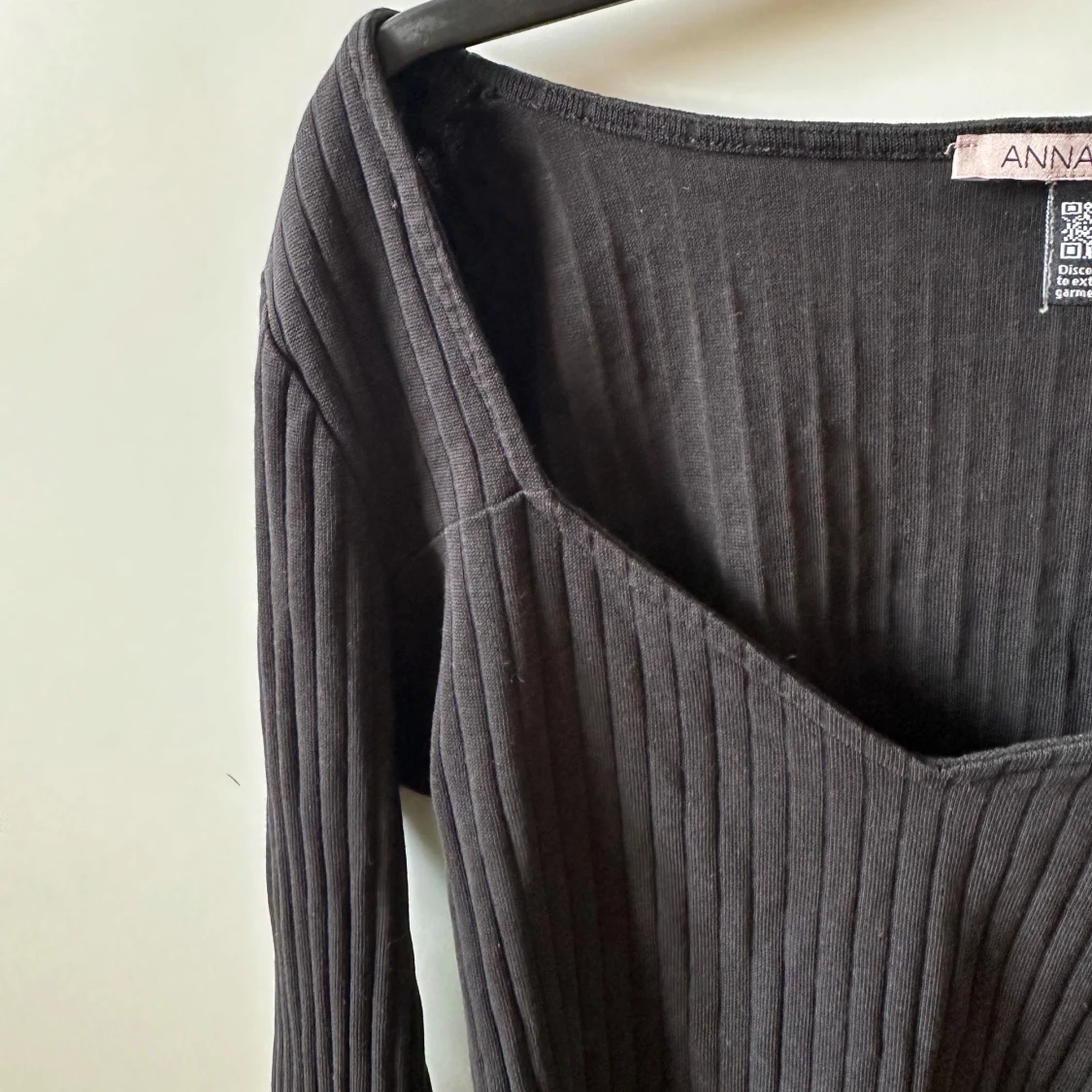 Svart ribbad långärmad topp Anna Field - 2