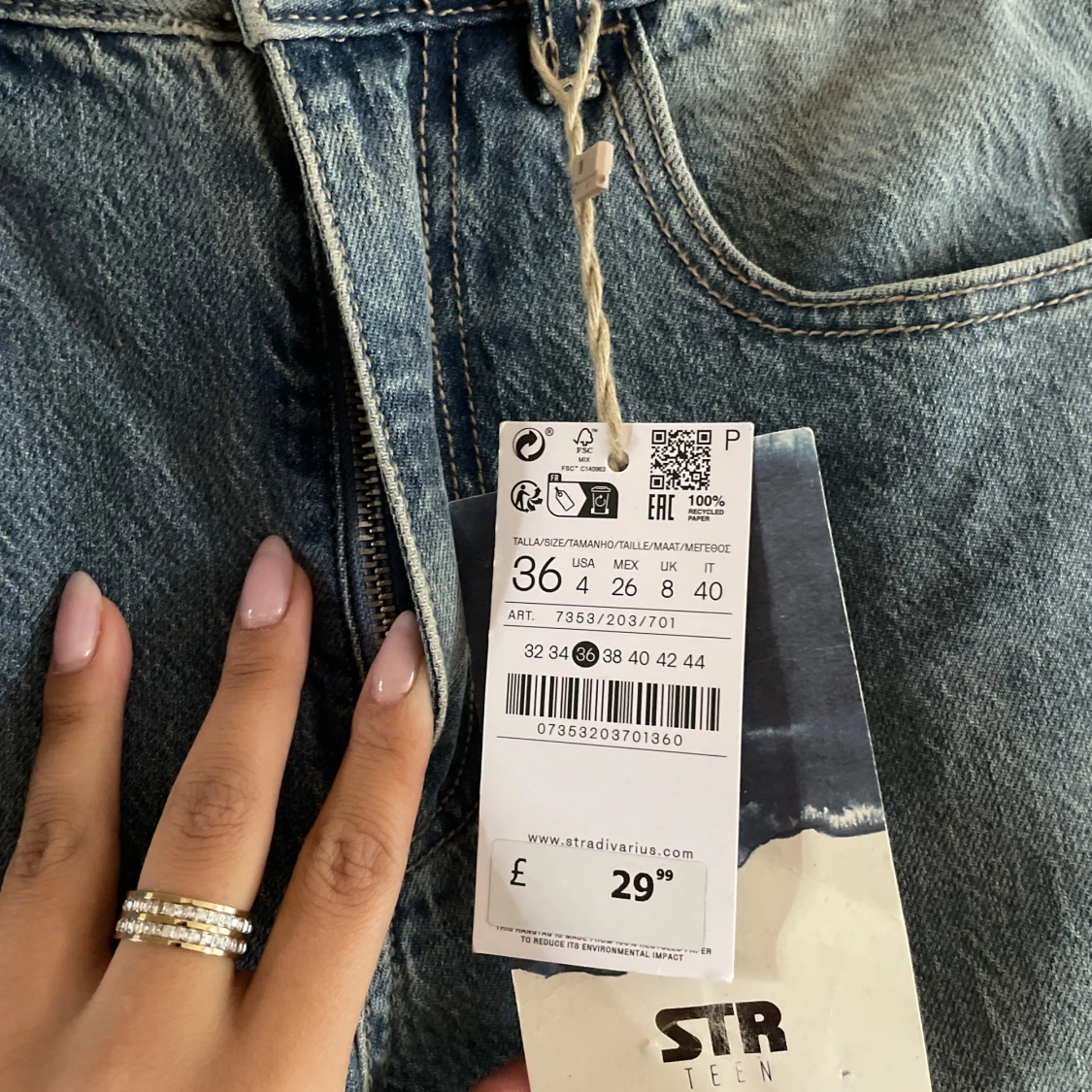 Blå comfort straight jeans Stradivarius - 1