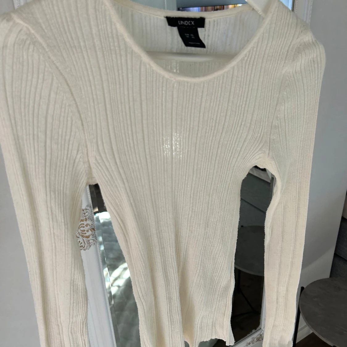 Vit ribbad långärmad tröja Lindex - 3