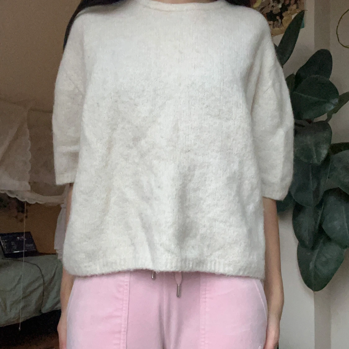 Vit stickad tröja från Lindex