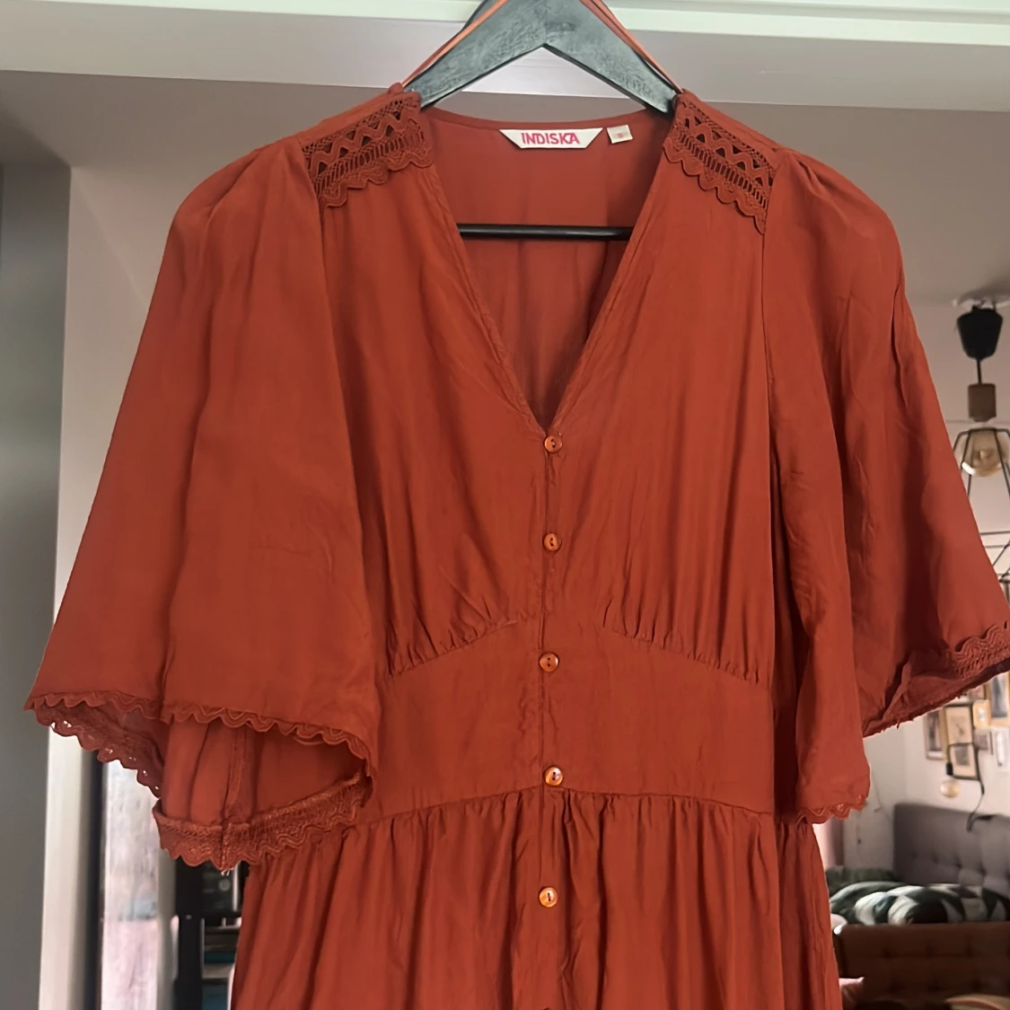 Rostbrun långklänning från Indiska Strl S  - 3