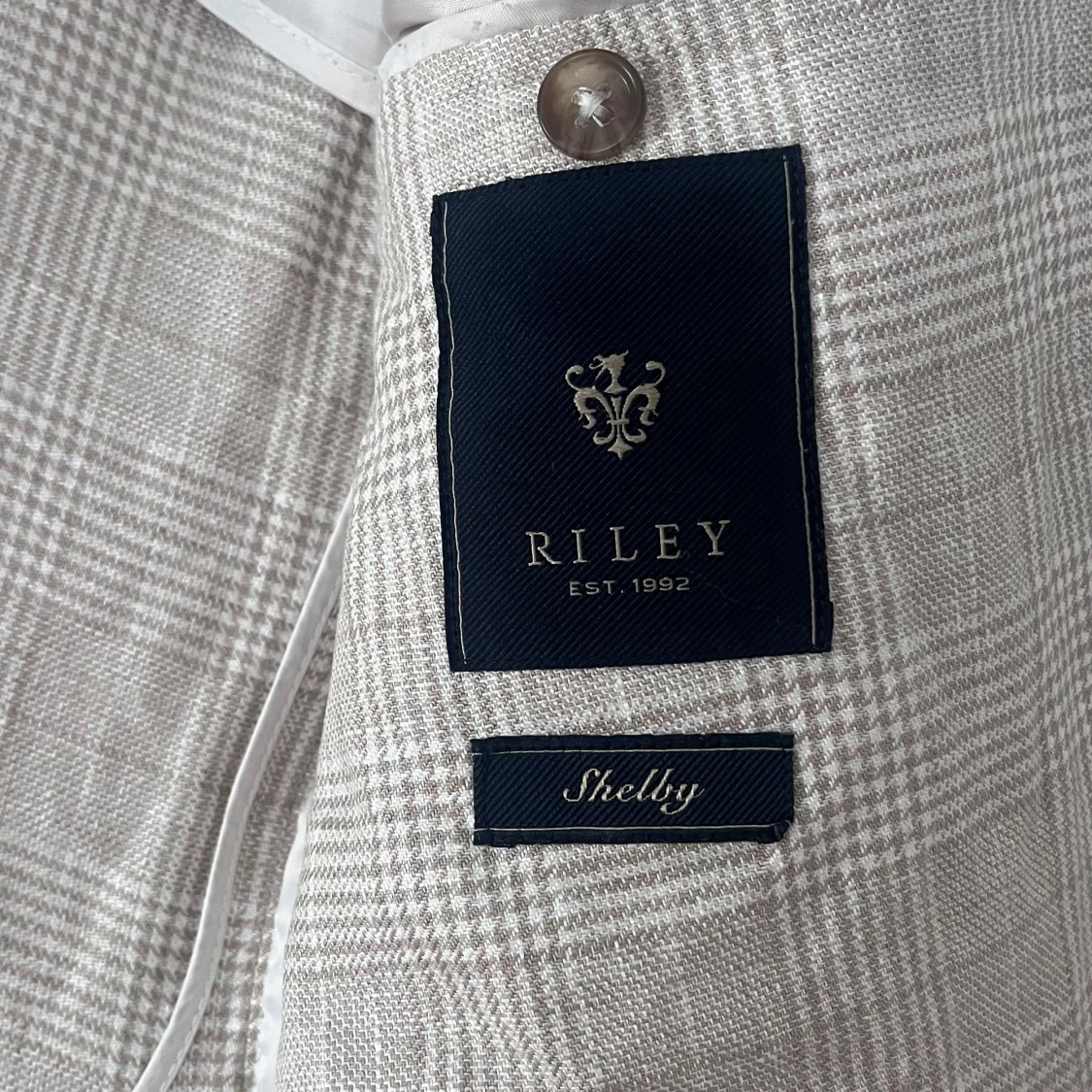 Beige rutig kavaj Slim Fit - 4