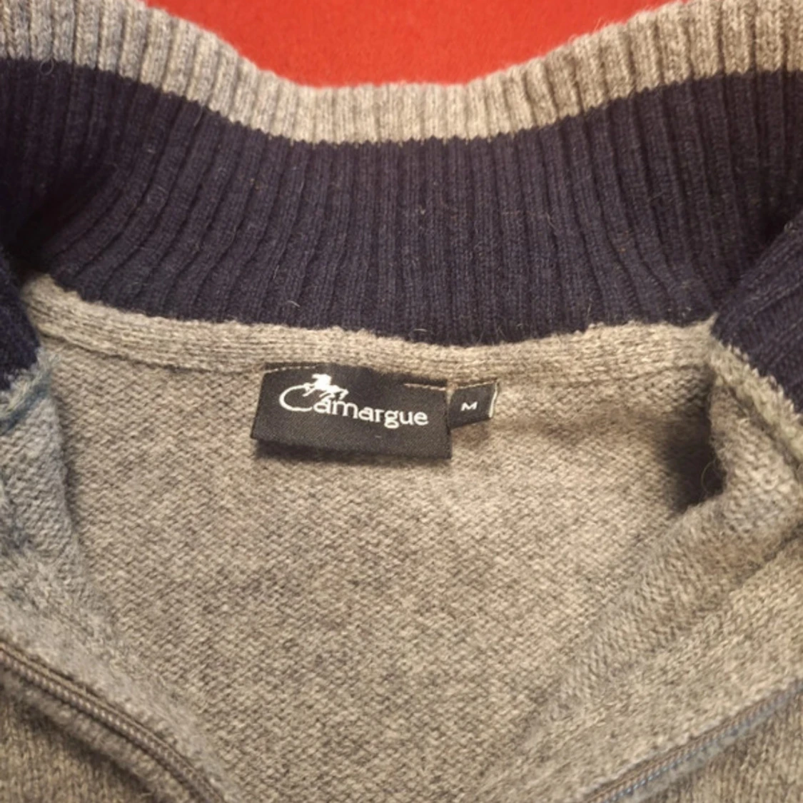 Grå stickad tröja Camargue half zip - 1