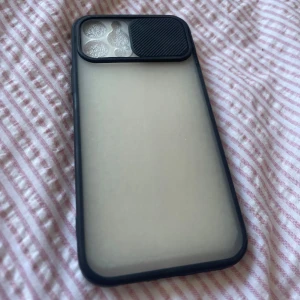 Nytt svart och transparent mobilskal iPhone 12 / 12 pro - Säljer ett nytt oanvänt stilrent mobilskal med svart ram och transparent baksida. Till iPhone 12 / 12 pro. Skalet har ett skydd för kameran som går att skjuta för extra privacy.