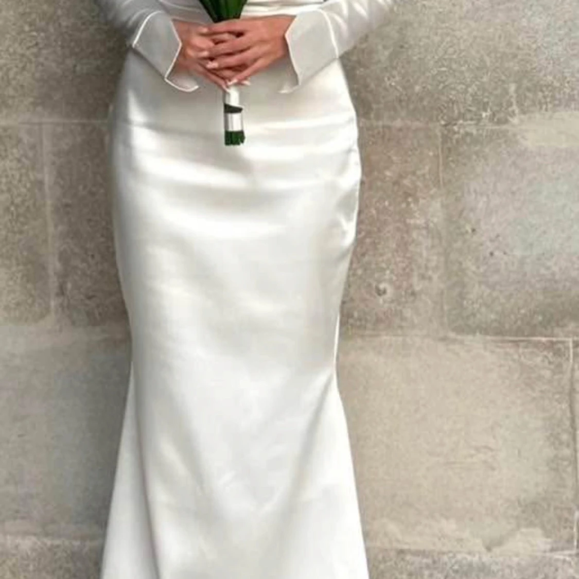 Vit lång offshoulder klänning - 2