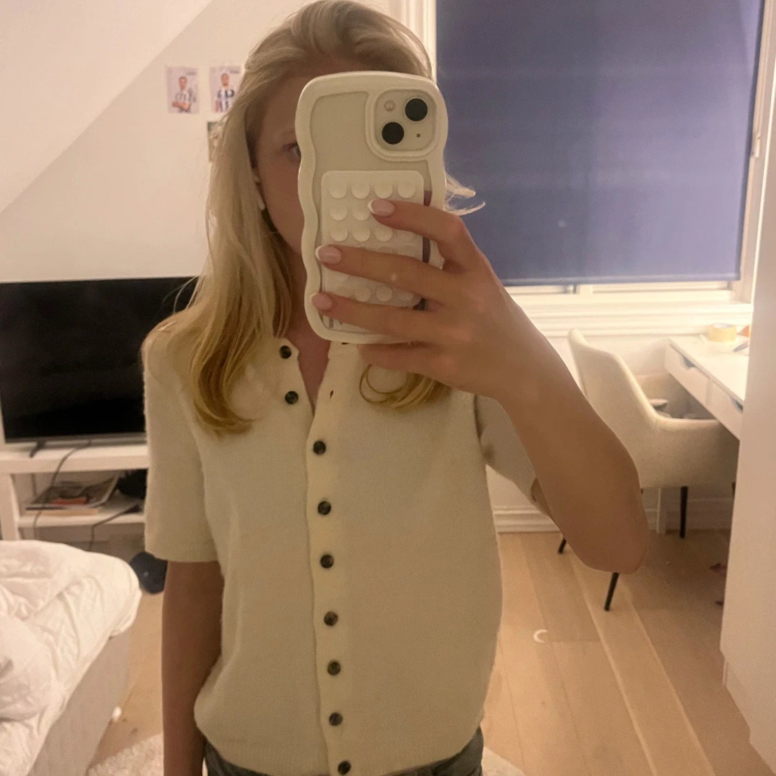 Vit stickad kofta från H&M XS