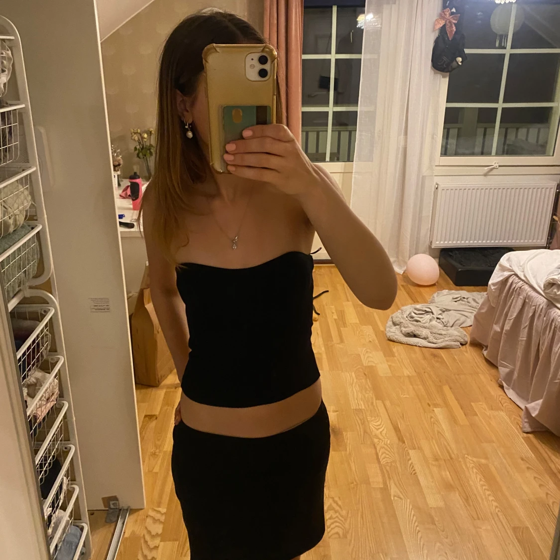 Svart ribbad tubtopp Gina Tricot XS