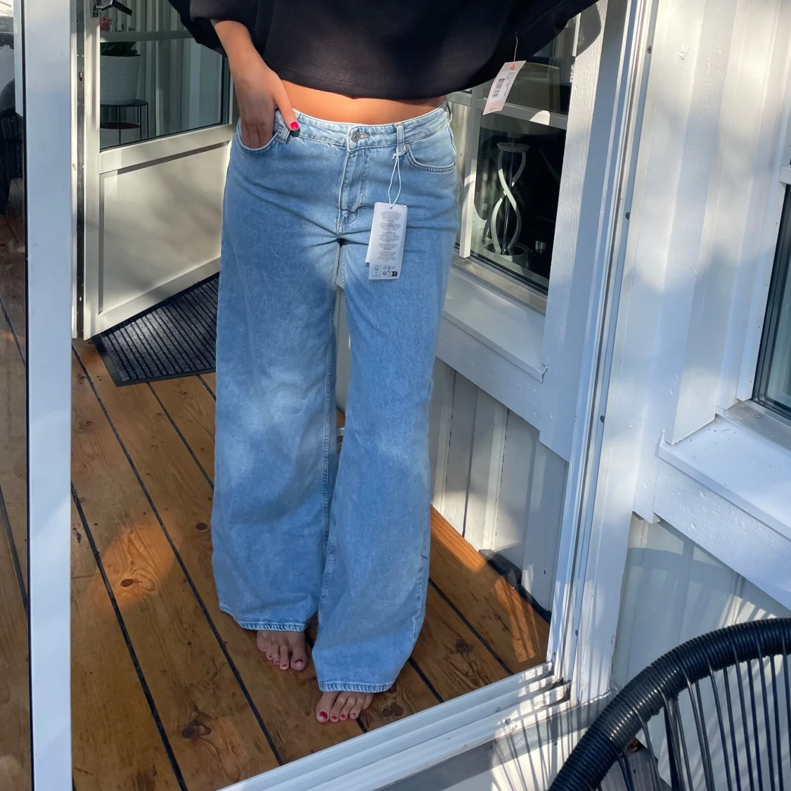 Ljusblåa lowwaist jeans - 2