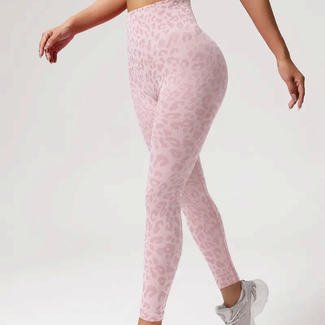 rosa leopard träningstights