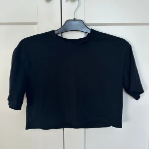 Cropad svart t shirt - En fin cropad svart t shirt ifrån Zara. Väldigt fint skick!