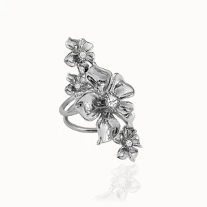 Silverfärgad blomring från Ioaku - Säljer en jätte trendig snygg blom ring från IOAKU. Den är helt ny och oanvänd och köptes för 699 men säljer för 500💕Kan tänka mig att sänka priset vid en snabb affär 💗