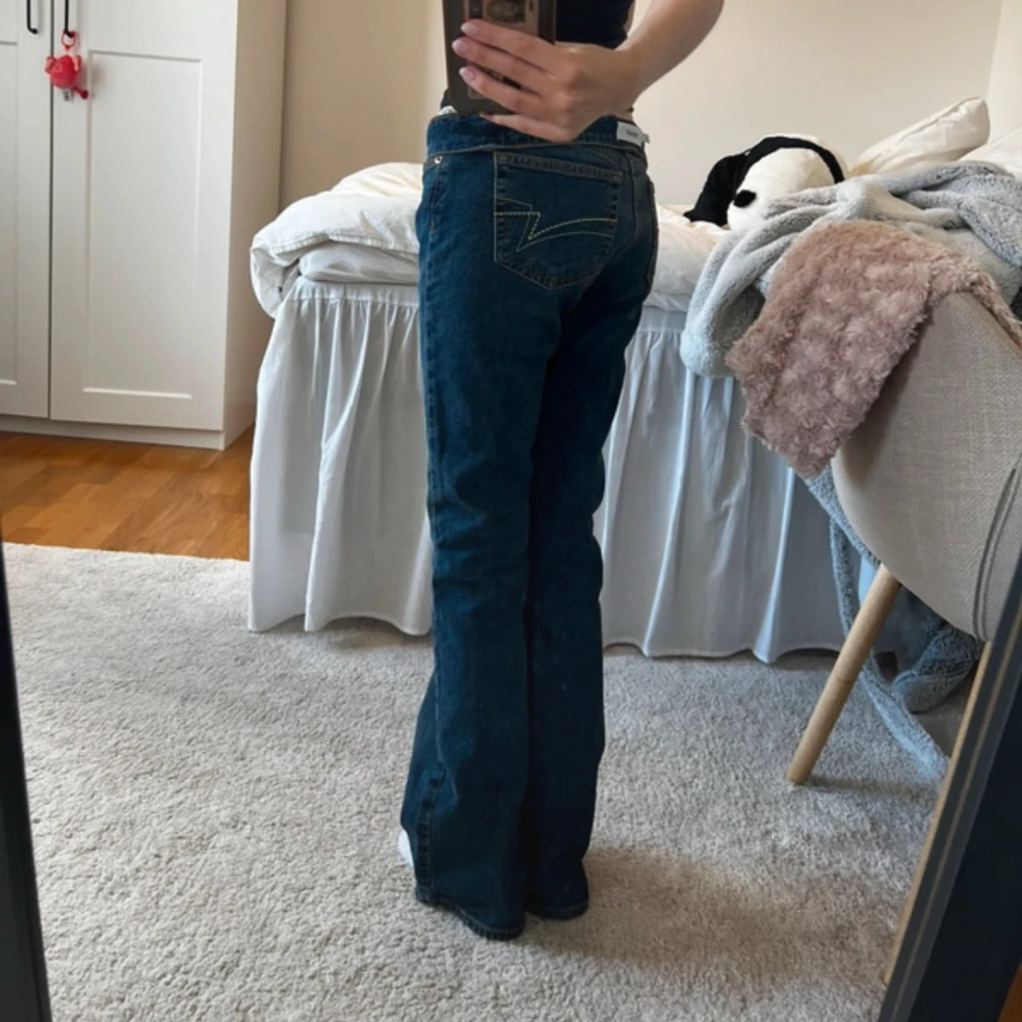 Lågmidjade blå bootcut jeans - 3