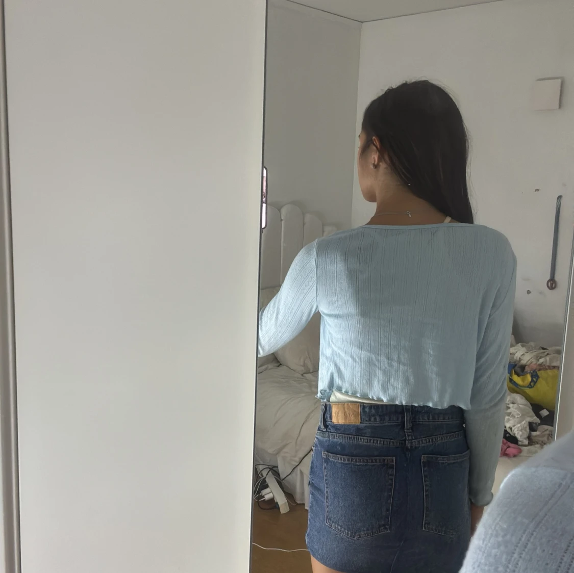 Ljusblå ribbad cardigan från SHEIN - 2