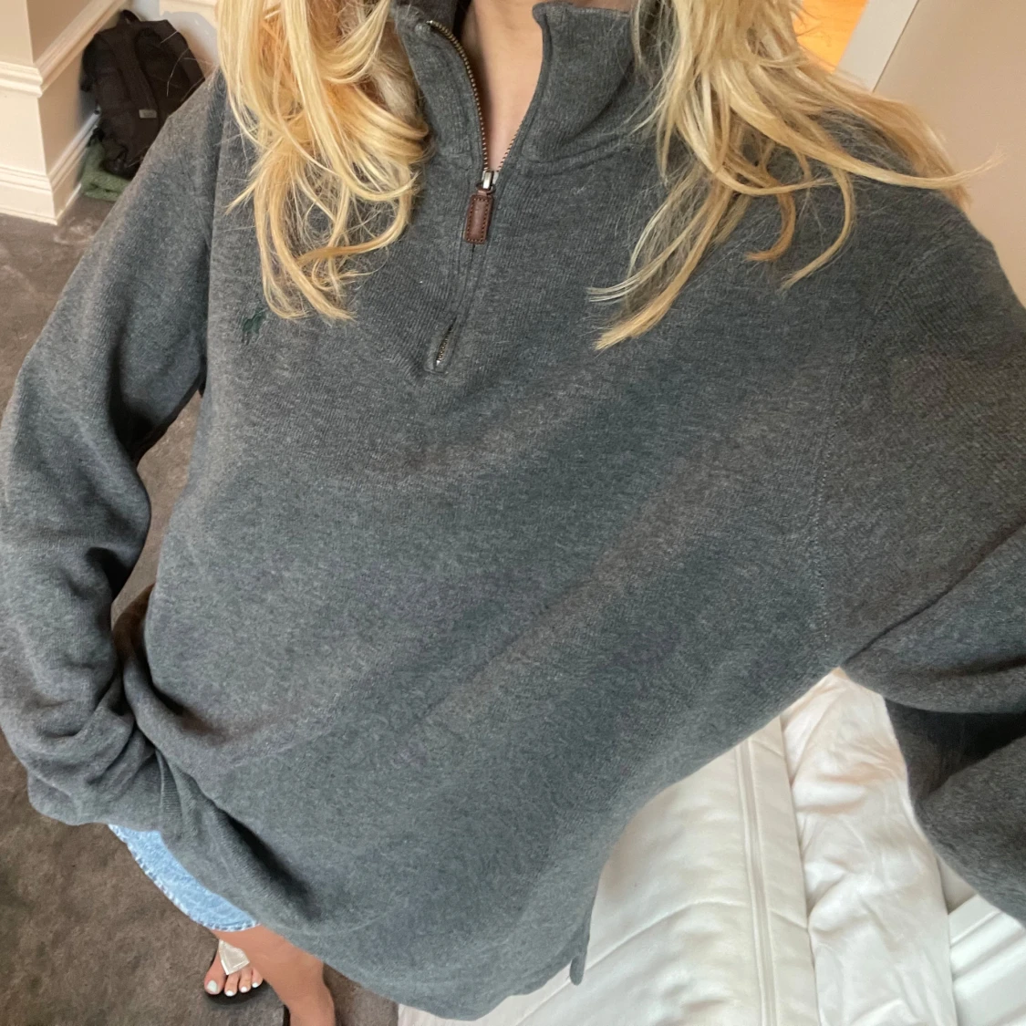 Grå half zip tröja från Ralph Lauren - 4