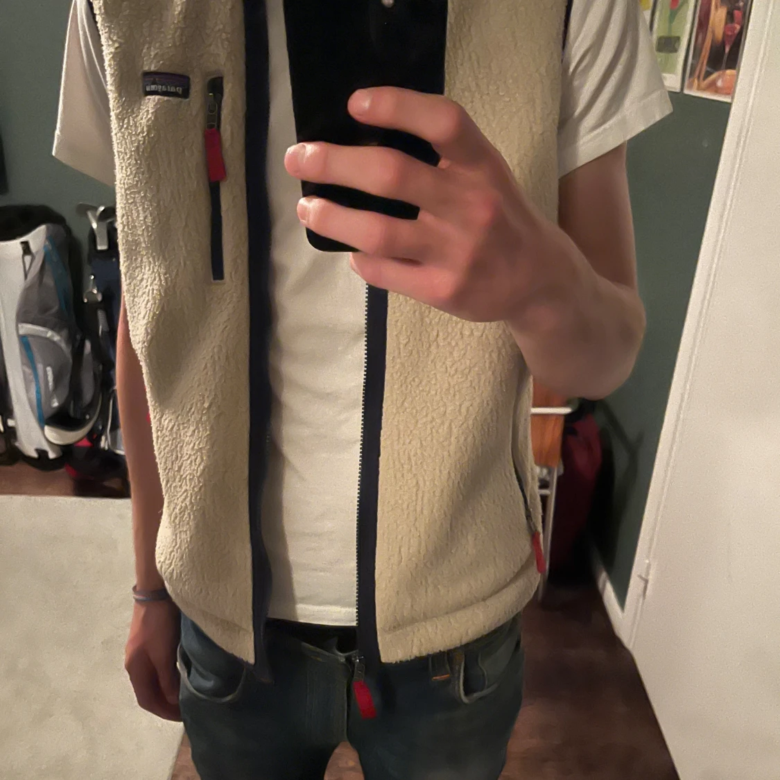 Beige/vit  fleeceväst från Patagonia - 2