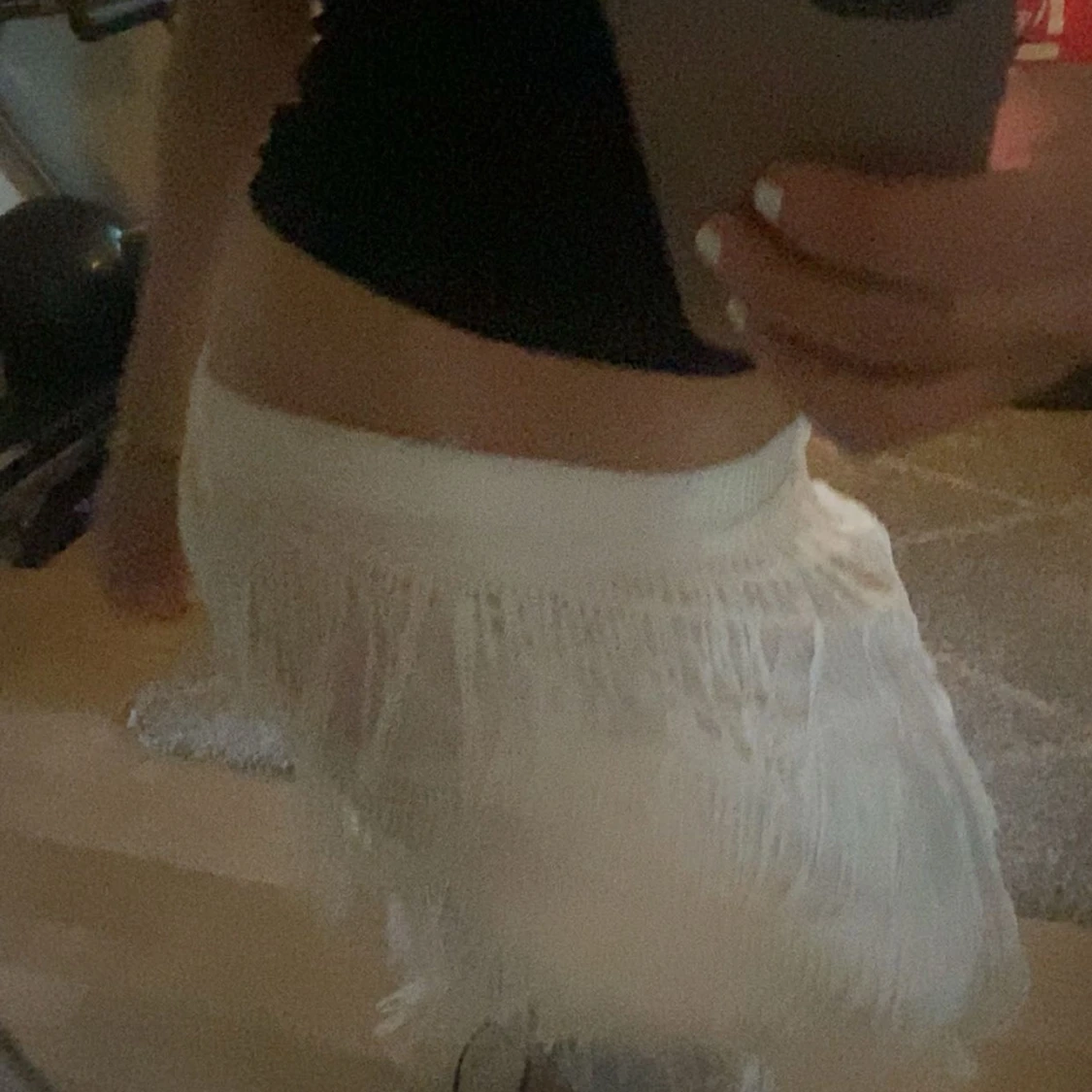 Vit långkjol med fransar - 4