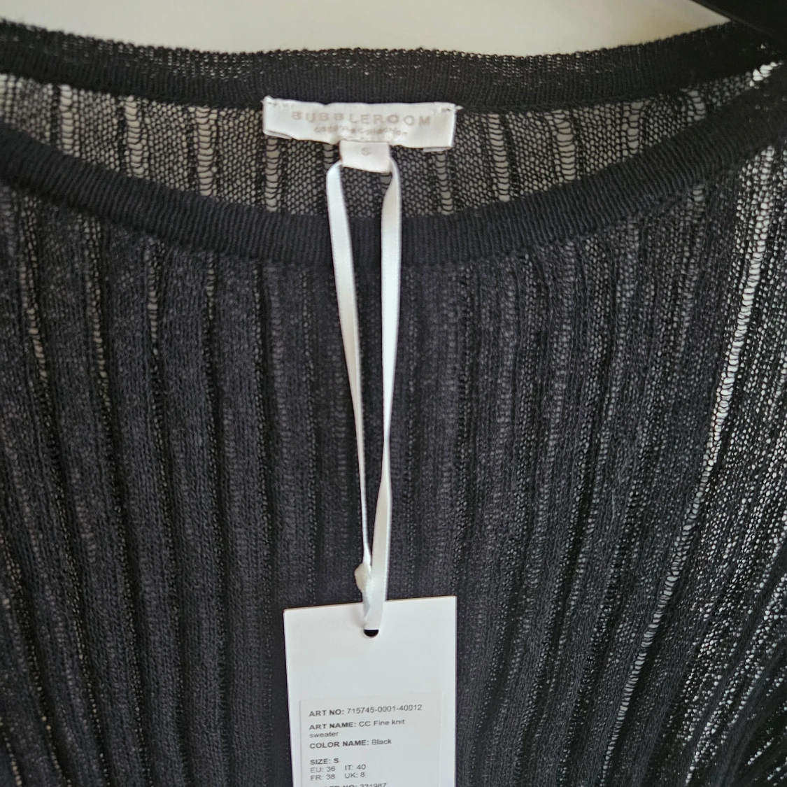 Svart transparent ribbad topp  - 1