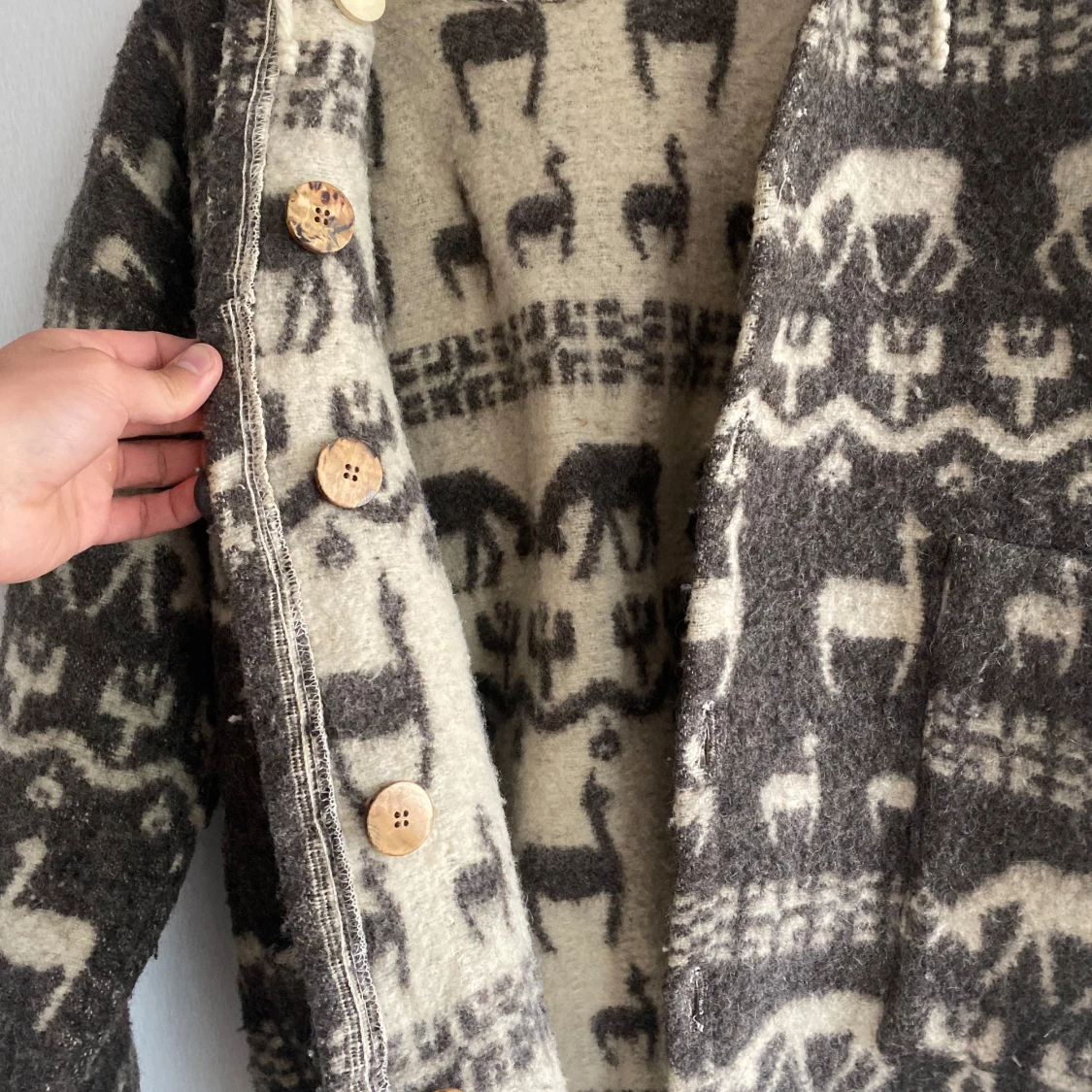 Mönstrad ulljacka med huva - 2