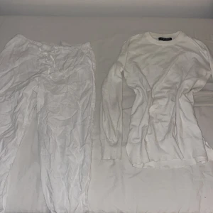 Linne byxor och en tröja - Jag säljer de här helt oanvända linnebyxorna från Gina Tricot i storlek 158/164 och en vit tröja från Amisu (New Yorker) I storlek Xs. Båda för 55 kronor!💕