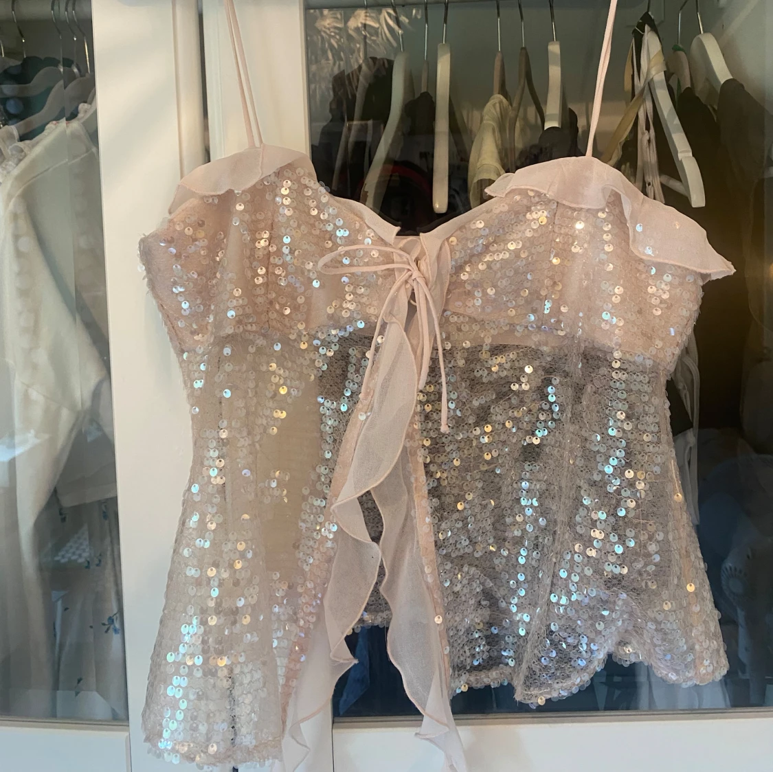 Rosa paljett topp zara