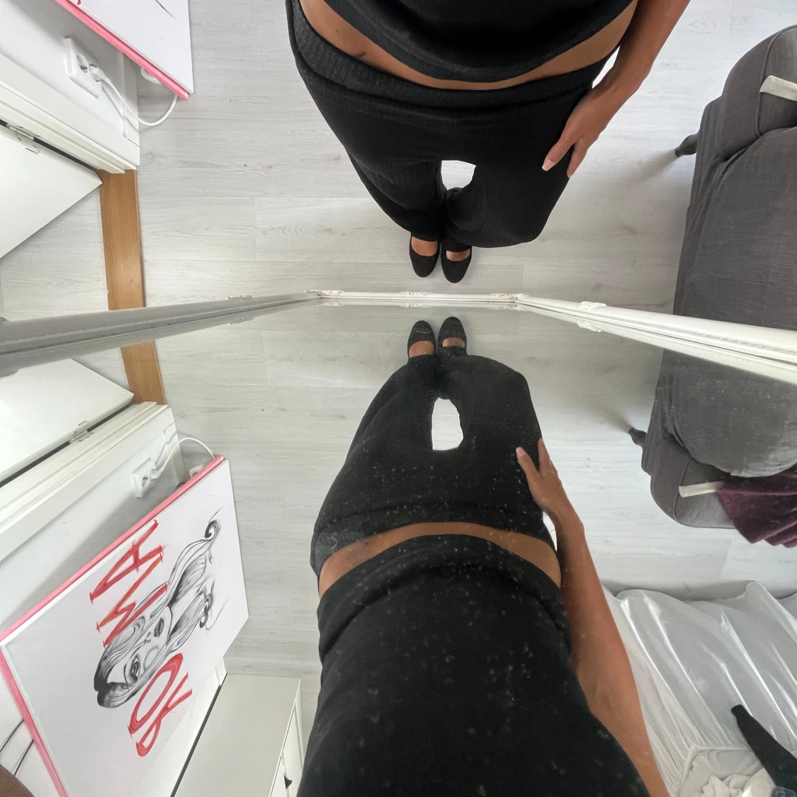 Svarta glittret byxor - 1