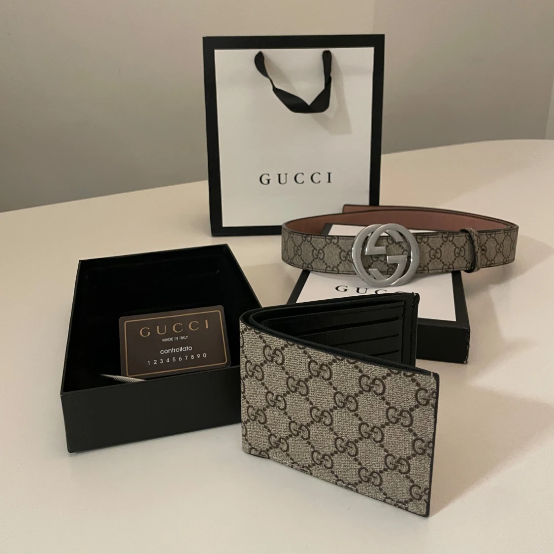 Beige GG-mönstrat bälte från Gucci - 1