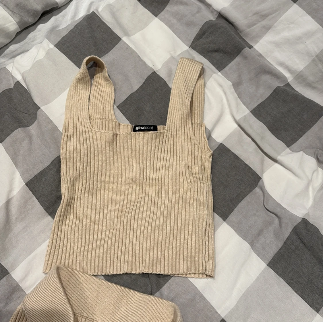 Beige ribbad långklänning Gina Tricot - 3